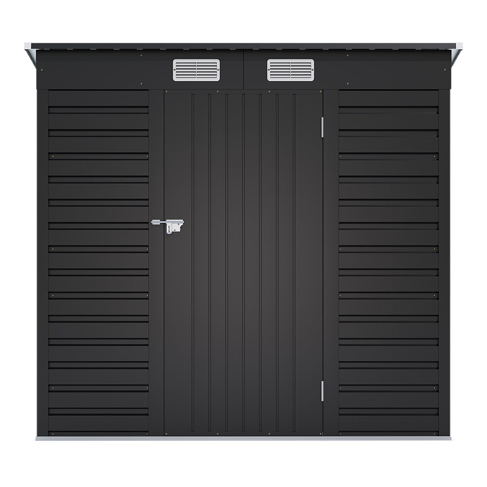 4x6ft Outdoor Storage Shed – Galvanized Steel Garden Shed Lockable With Double Doors & 2 Vents