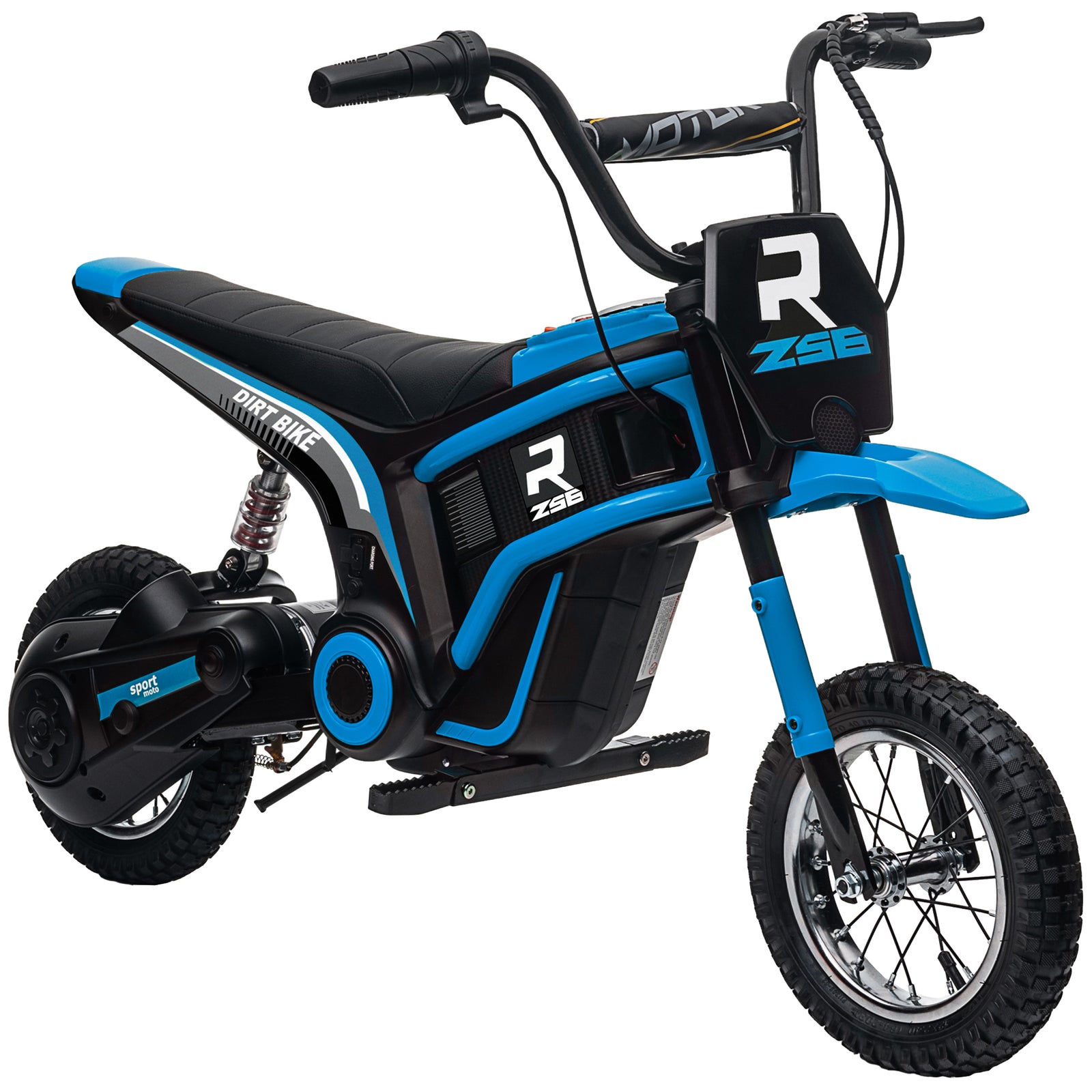 24v Kids Electric Motorbike With Twist Grip Throttle, Music, Horn | Blue