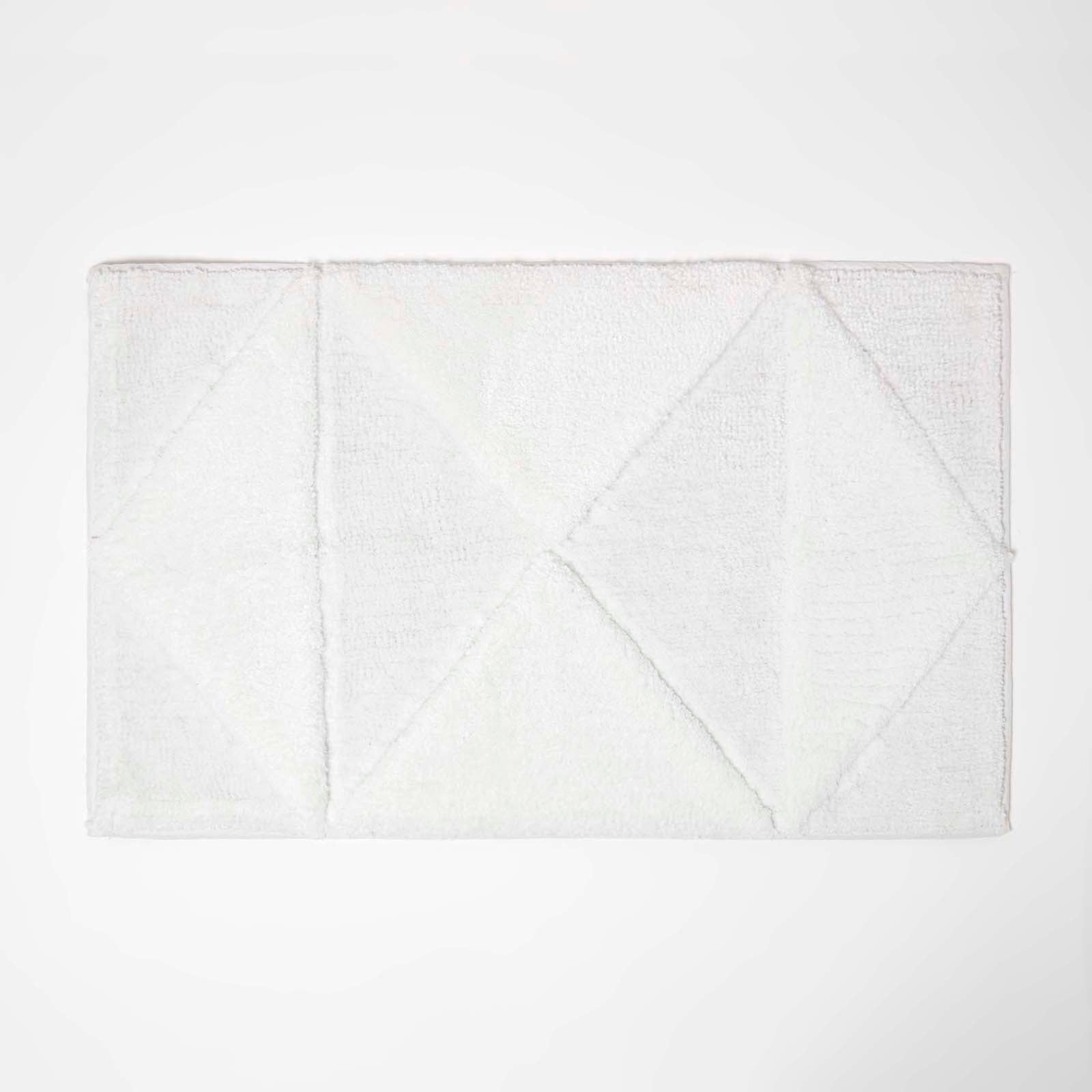 Tufted Geometric Design Bath Mat | 50 x 80cm | White
