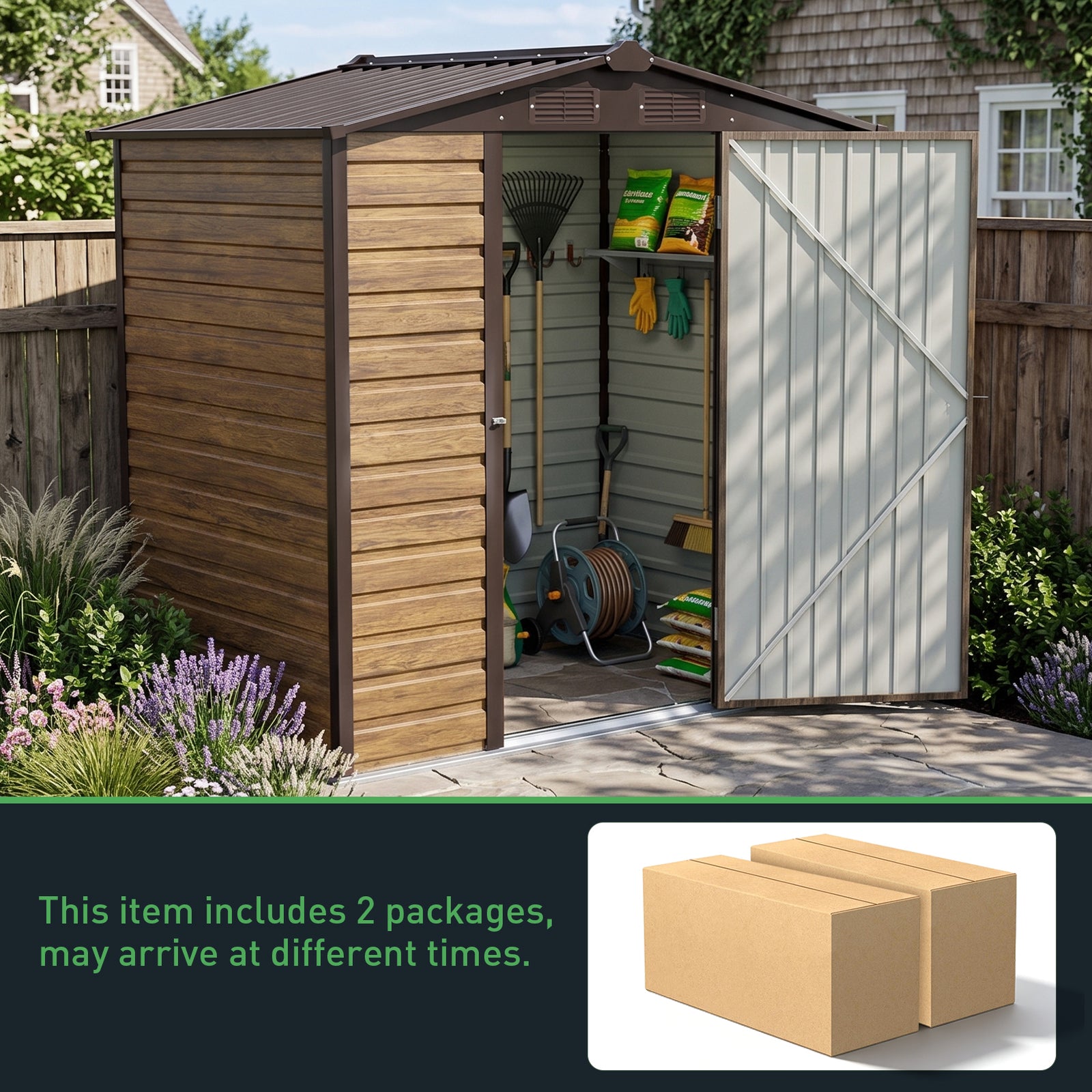 Breeins 4 X 6ft Metal Apex Roof Garden Storage Shed