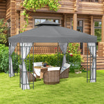 3 X 3(m) Patio Gazebo Canopy Garden Pavilion W/ 2 Tier Roof | Grey
