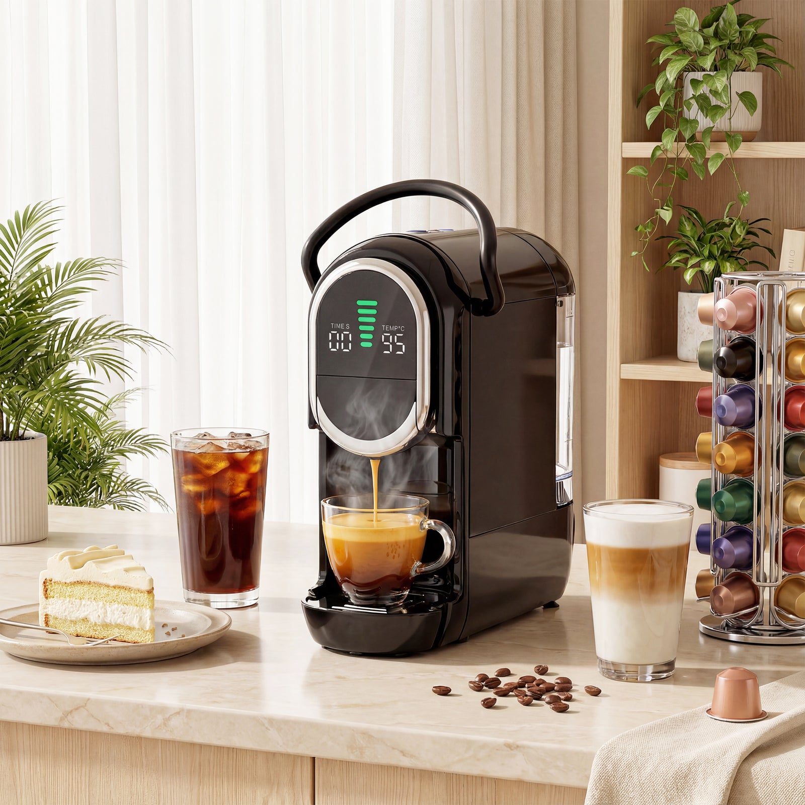 HOMCOM 19 Bar Pod Coffee Machine For Nespresso And Dolce Gusto Capsule