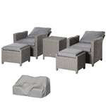 5 Pcs Rattan Sofa Lounge Footstool Coffee Table Set