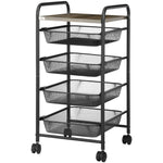 Storage Trolley Rolling Utility Cart With 4 Mesh Basket