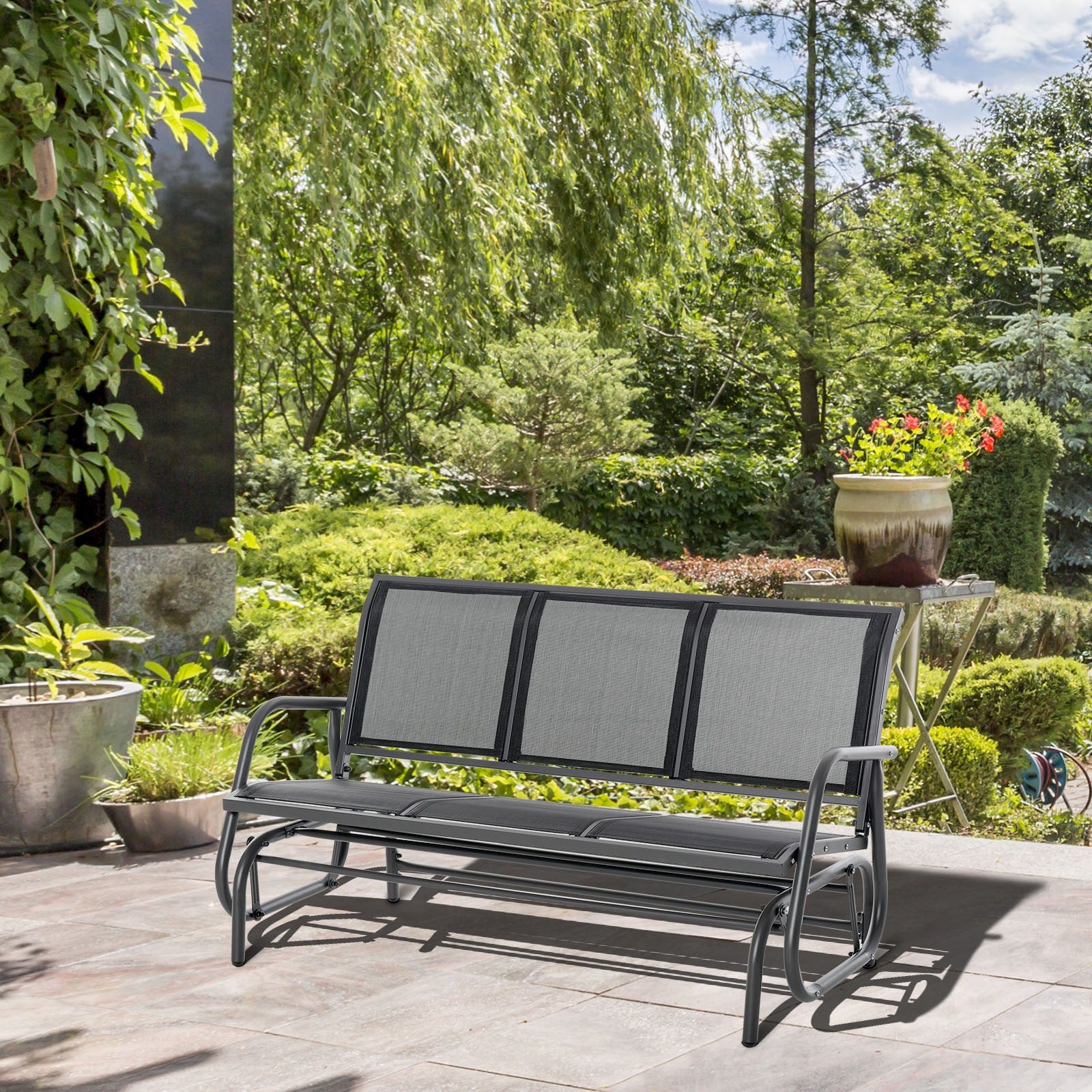 3-seat Glider Rocking Chair For Garden