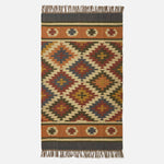 Lucea Orange & Blue Kilim Wool Rug | 150cm x 220cm | Orange