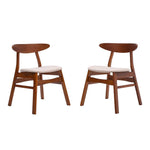 Set of 2 Linen Upholstered Dining Chair With Wooden Frame Modern Accent Chair