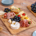 BlauKe Wood Cutting Board For Kitchen - 38x25cm Large Bamboo Cutting Board With Juice Groove And Handles - Wooden Chopping Board