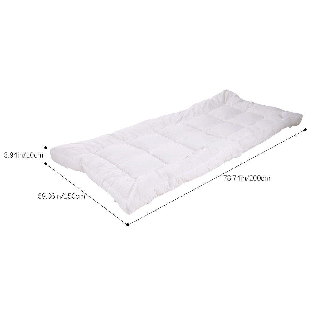 Quilted Mattress Topper With Thick 10cm Padding – Soft Brushed Fabric, Breathable Support & Secure Fit Straps | King | White