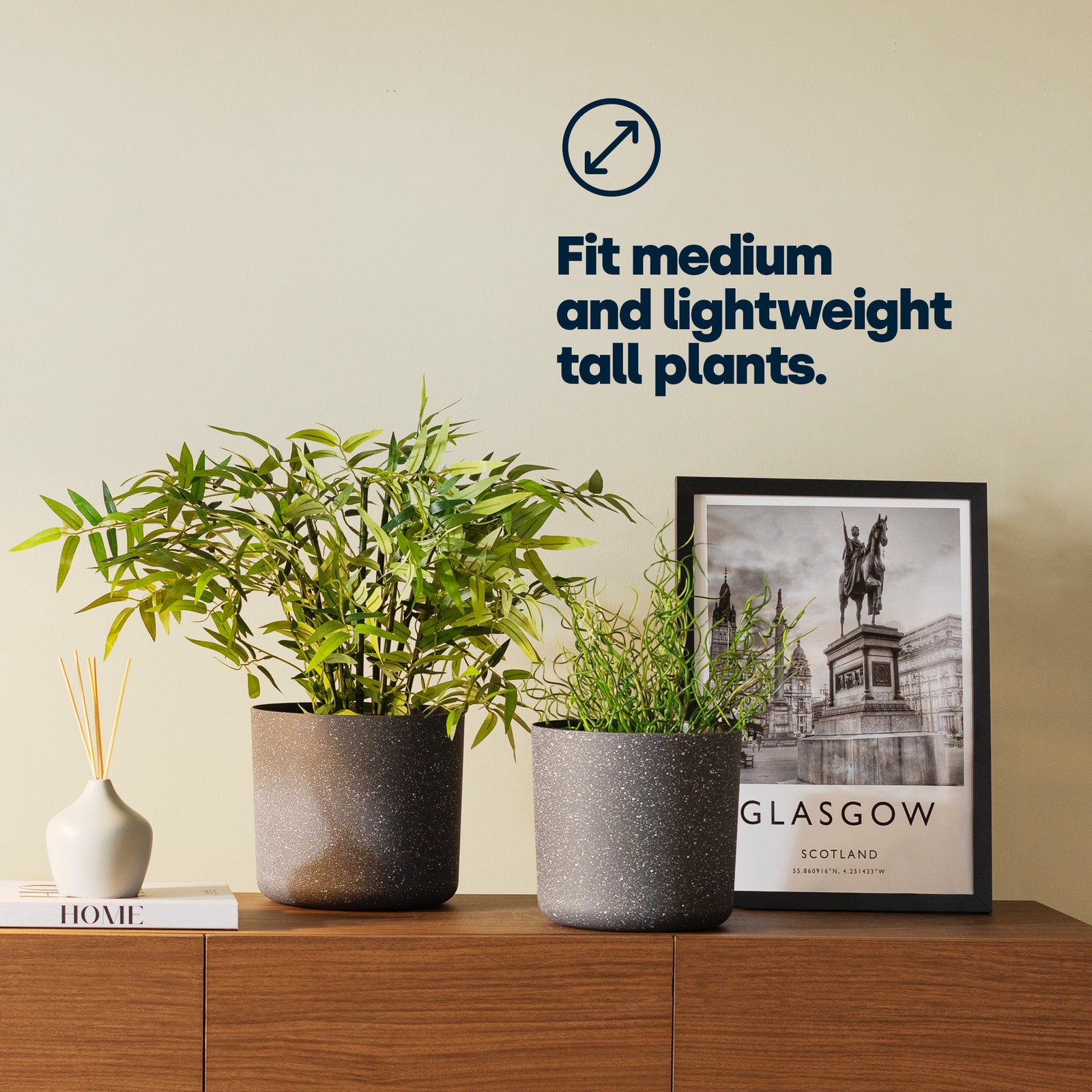 22cm Round Plant Pot Set Of 2 - Matt Grey