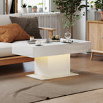 HOMCOM Extendable Coffee Table, Living Room Table With Led Lights, White