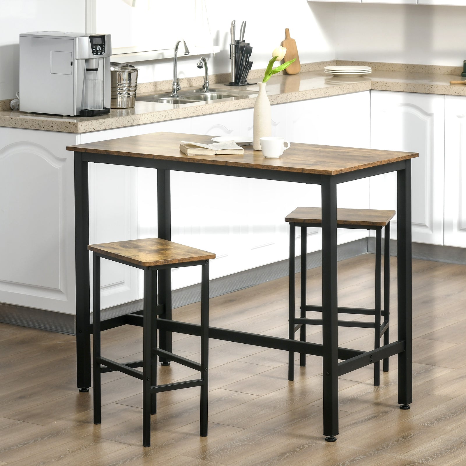 Industrial Bar Stools Kitchen Pub Rustic Brown