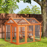 Pawhut Chicken Run, Wooden Chicken Coop W/ Combinable Design | Orange