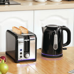 1.7l 3000w Rapid Boil Jug Kettle And 2-slice Toaster Set | Black