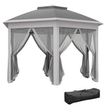 3x4m Hexagon Gazebo W/ Metal Frame Mesh Curtains