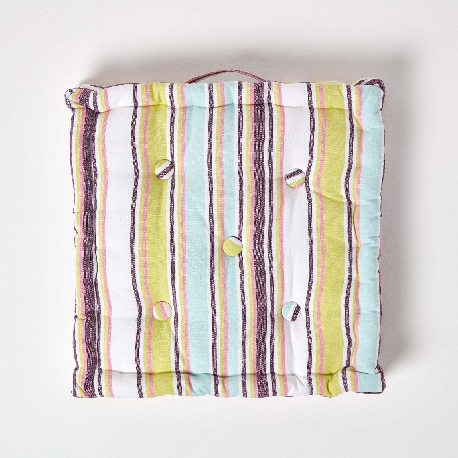 Cotton Striped Floor Cushion | 40cm x 40cm | Osaka Green
