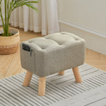 Living and Home Linen Upholstered Ottoman Footstool With Pocket