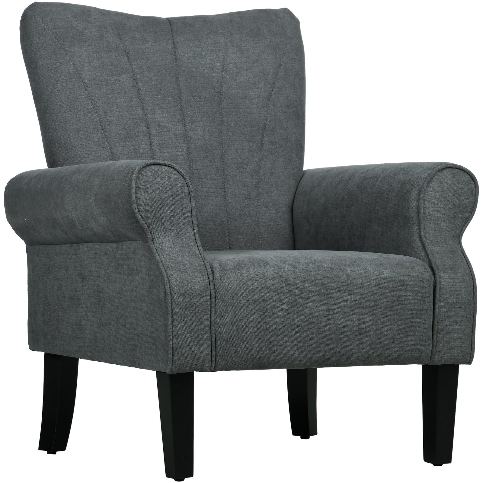 Armchair Upholstered Modern Accent Chair With Wood Legs | One Size | Gray