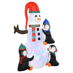 6ft Inflatable Three Cute Penguins Building Snowman Christmas
