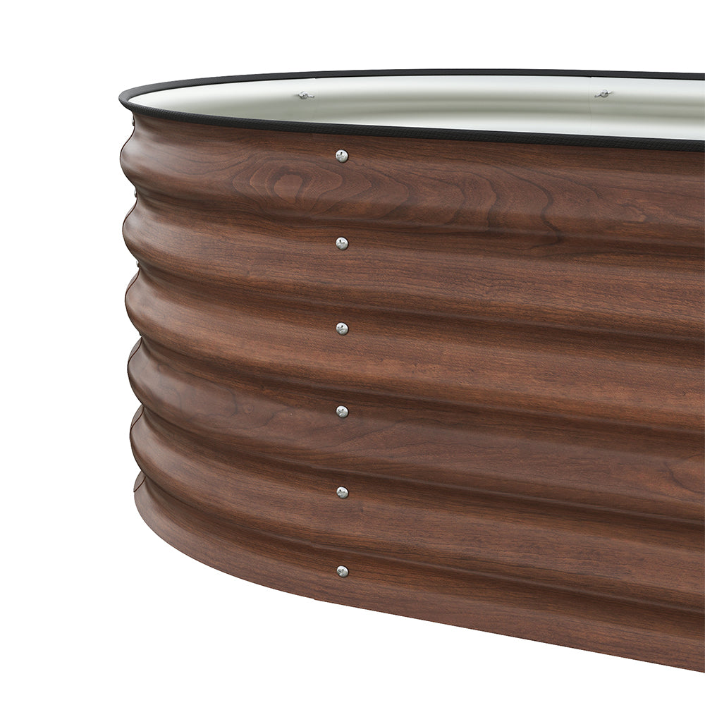 Brown Wood Grain Raised Garden Bed Oval-shaped Galvanised Steel Raised Garden Bed | Small