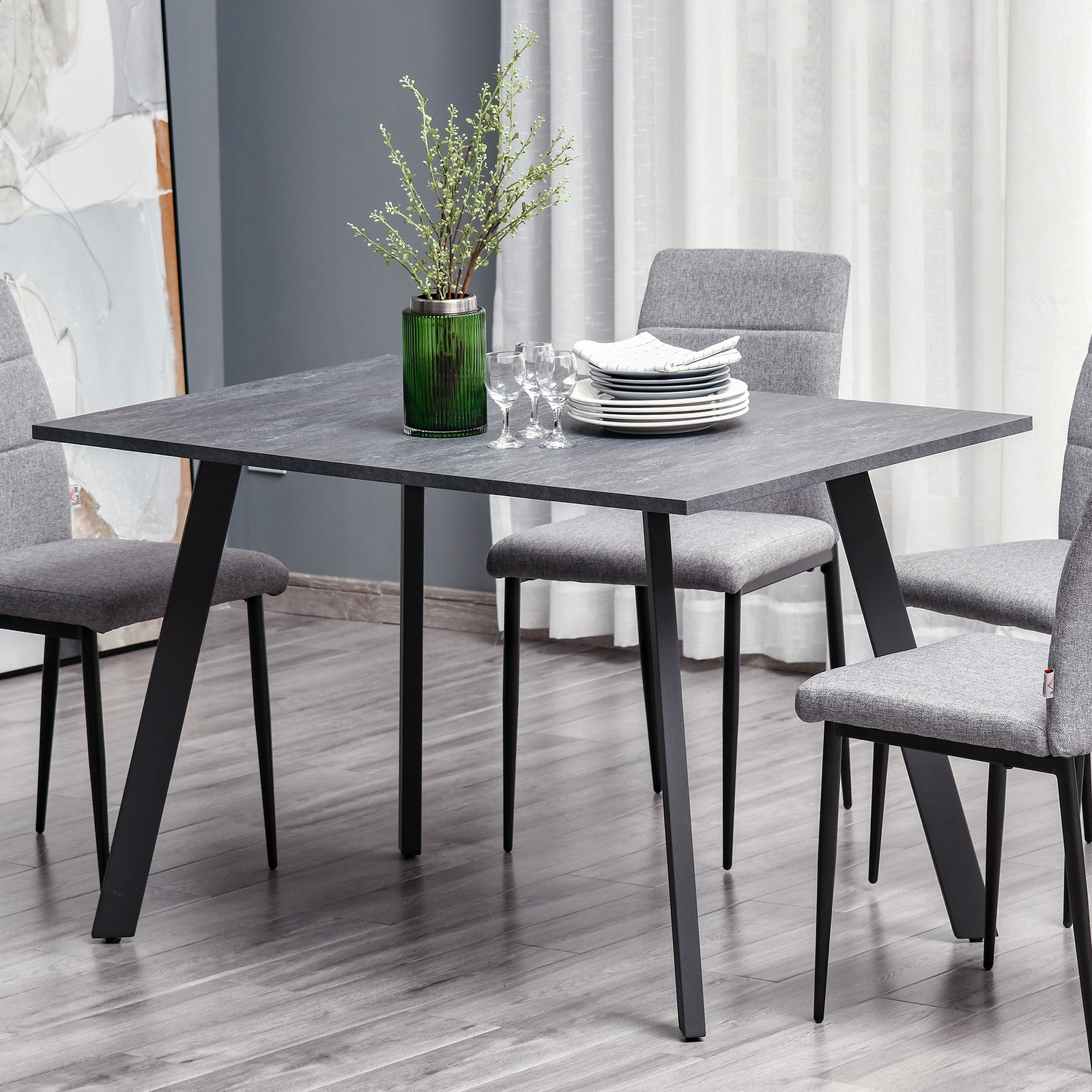 Rectangular Dining Table, Metal Legs, Spacious