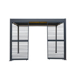 Anthracite Aluminium Pergola With White Blinds, 2 X Side Panels & Led Lights | 3m x 3m | Anthracite