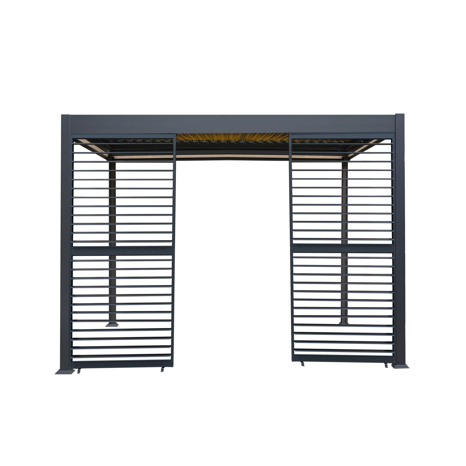 Anthracite Aluminium Pergola With White Blinds, 2 X Side Panels & Led Lights | 3m x 3m | Anthracite