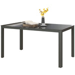 Outdoor Dining Table With Glass Top, Aluminum Frame, Grey