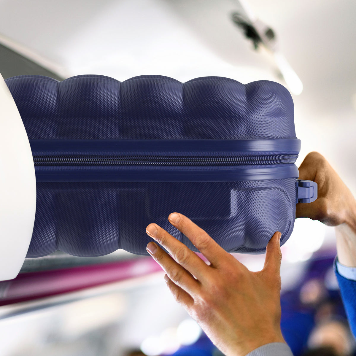 Set Of 3 Hard Case Bubble Design Check-in Size Suitcases Hold Luggage - Overhead Cabin Bag With Medium & Large Check-in 20kg+ Hold Suitcase | Set of 3 | Navy Blue