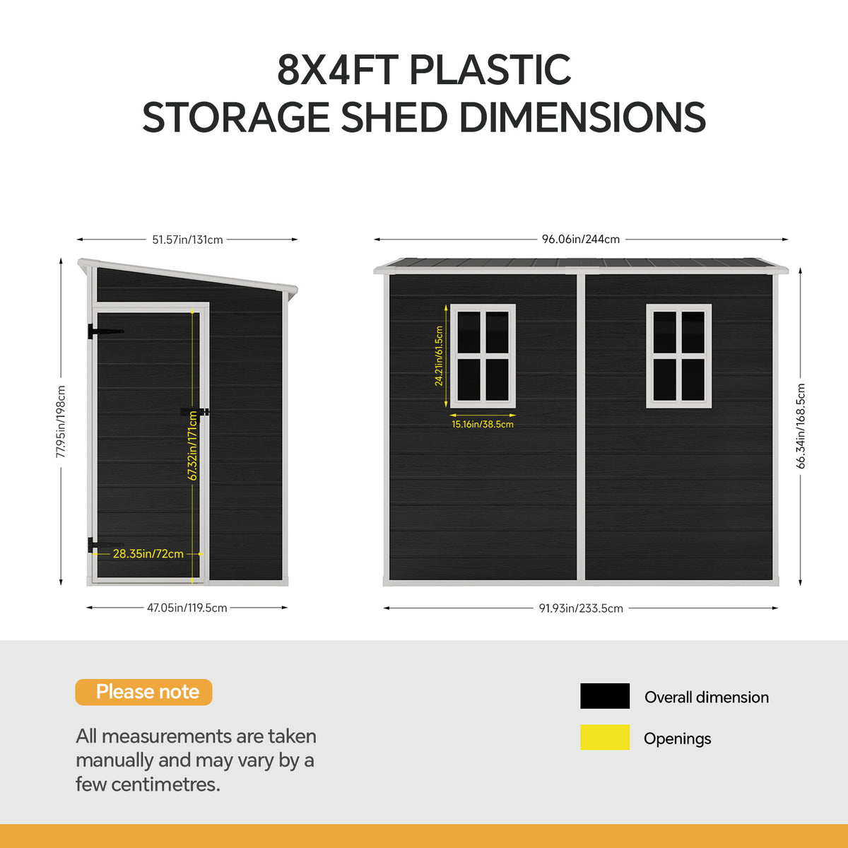 Breeins 8 X 4ft Garden Outdoor Tool Storage Shed With Pent Roof
