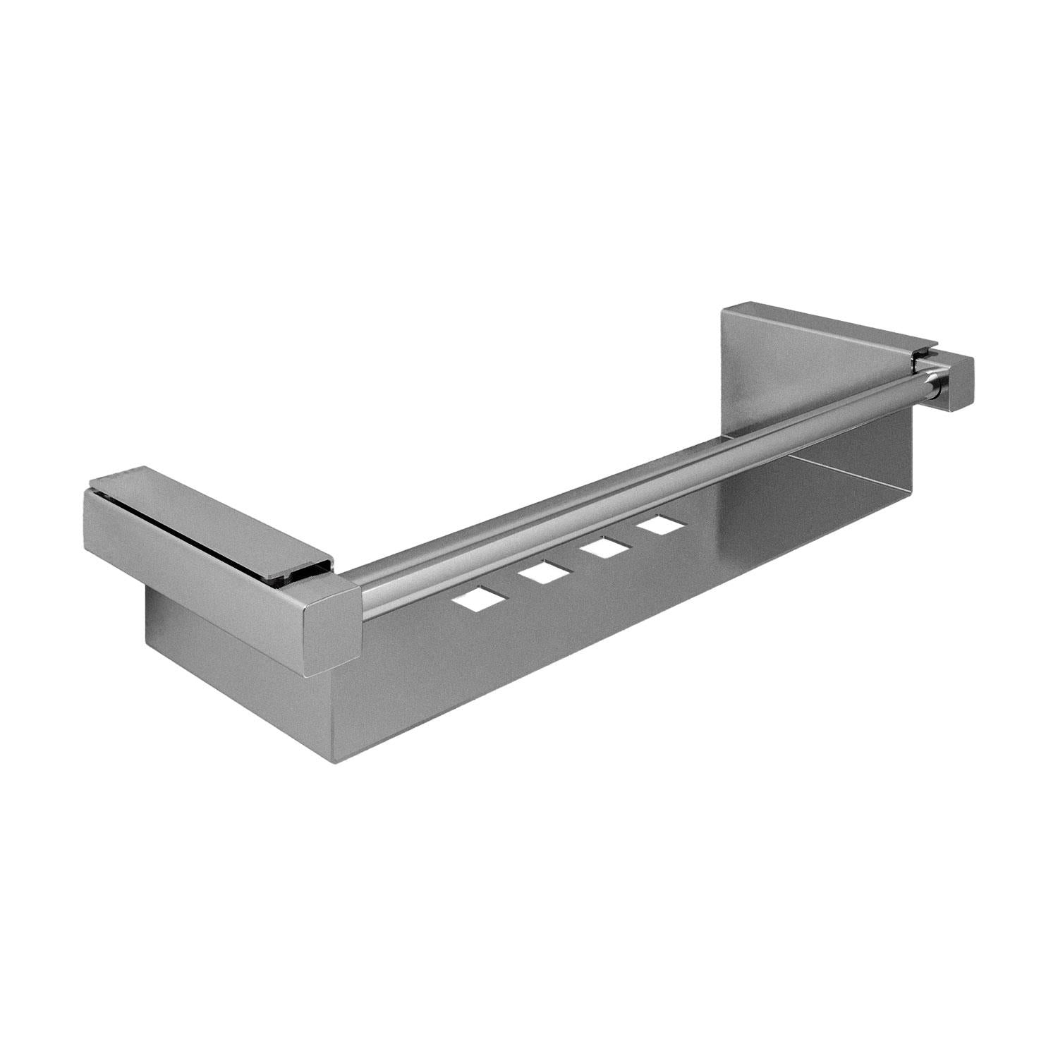 Bathroom Shelf Rectangular, 34 Cm, Silver Gloss, Metal, Wall-mounted