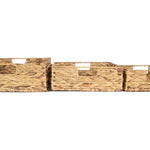 Water Hyacinth Shallow Rectangular Storage Basket | Set-of-3 | Brown