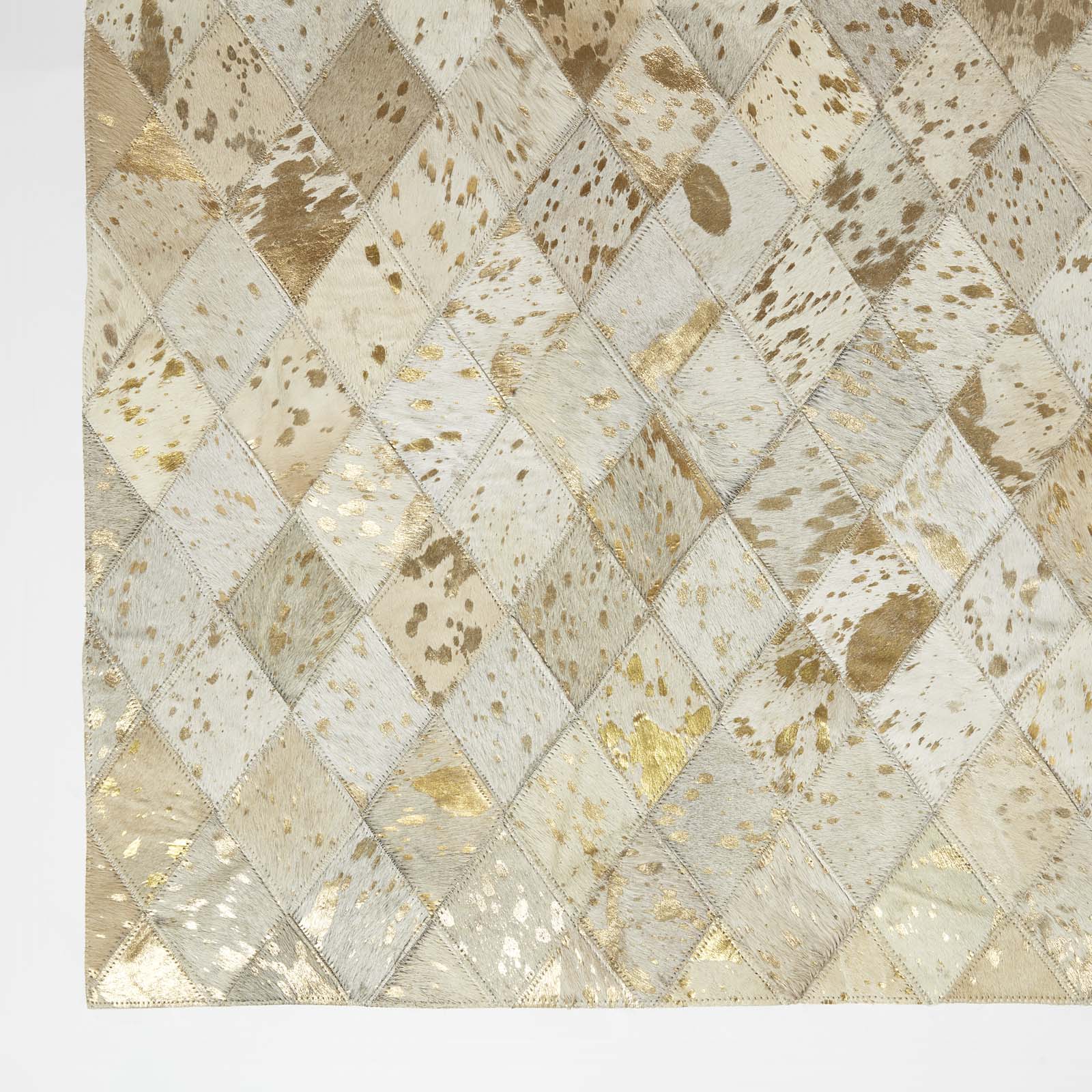 Geometric Leather Rug, 90 X 150 Cm | 150cm x 95cm | Grey