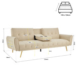 Lora Faux Leather Sofa Bed 3 Seater | Cream
