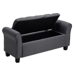 Linen Storage Ottoman Bench with Splayed Armrests, 115cm - Stylish Chaise with Hidden Storage and Rubberwood Legs
