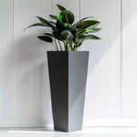 Zinc Galvanised Tall Flared Tapered Square Planter | 40cm x 40cm x 90cm | Gray