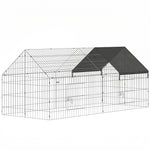 PawHut Rabbit Run, Pet Playpen With Protective Cover, 180 X 75 X 75 Cm, Black