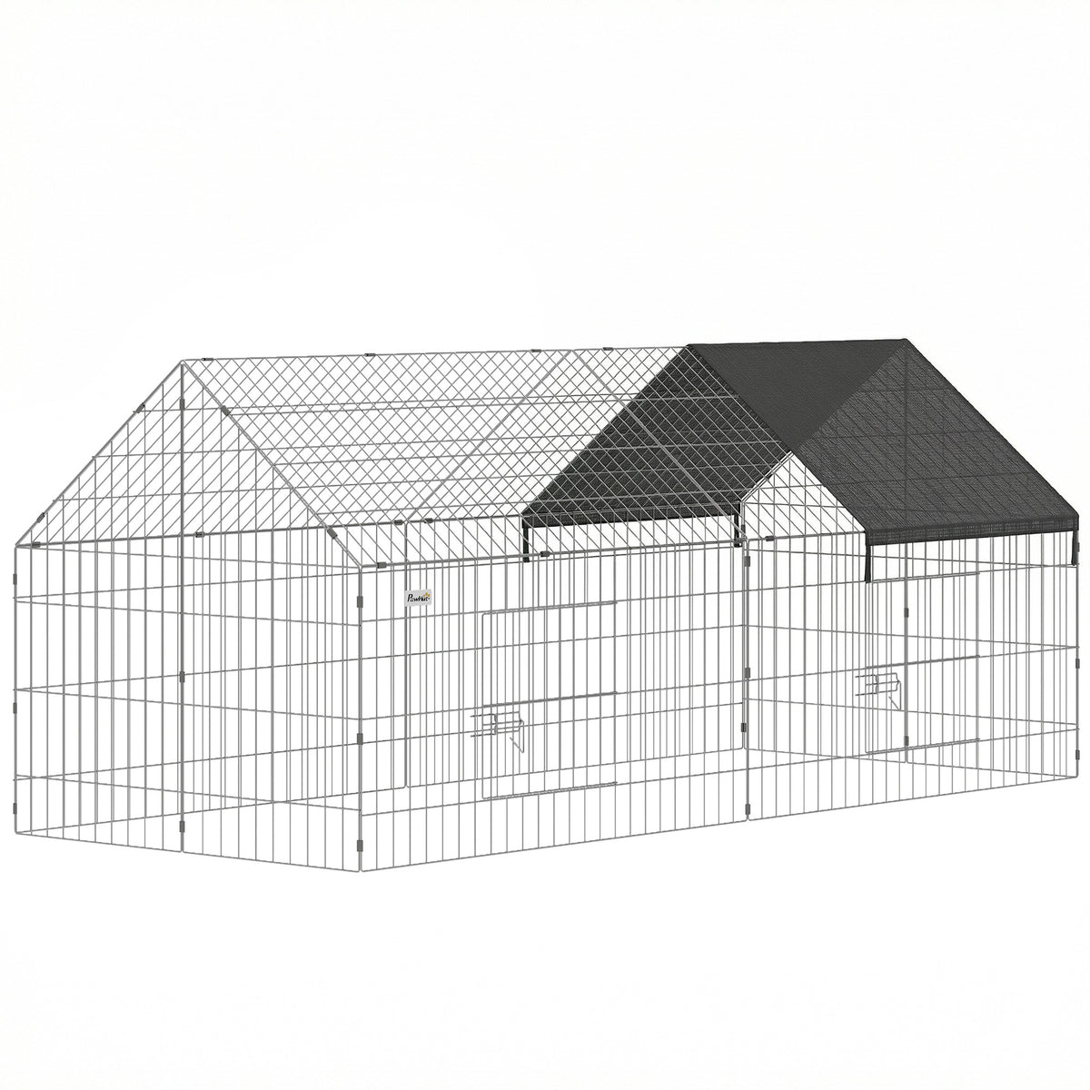 PawHut Rabbit Run, Pet Playpen With Protective Cover, 180 X 75 X 75 Cm, Black