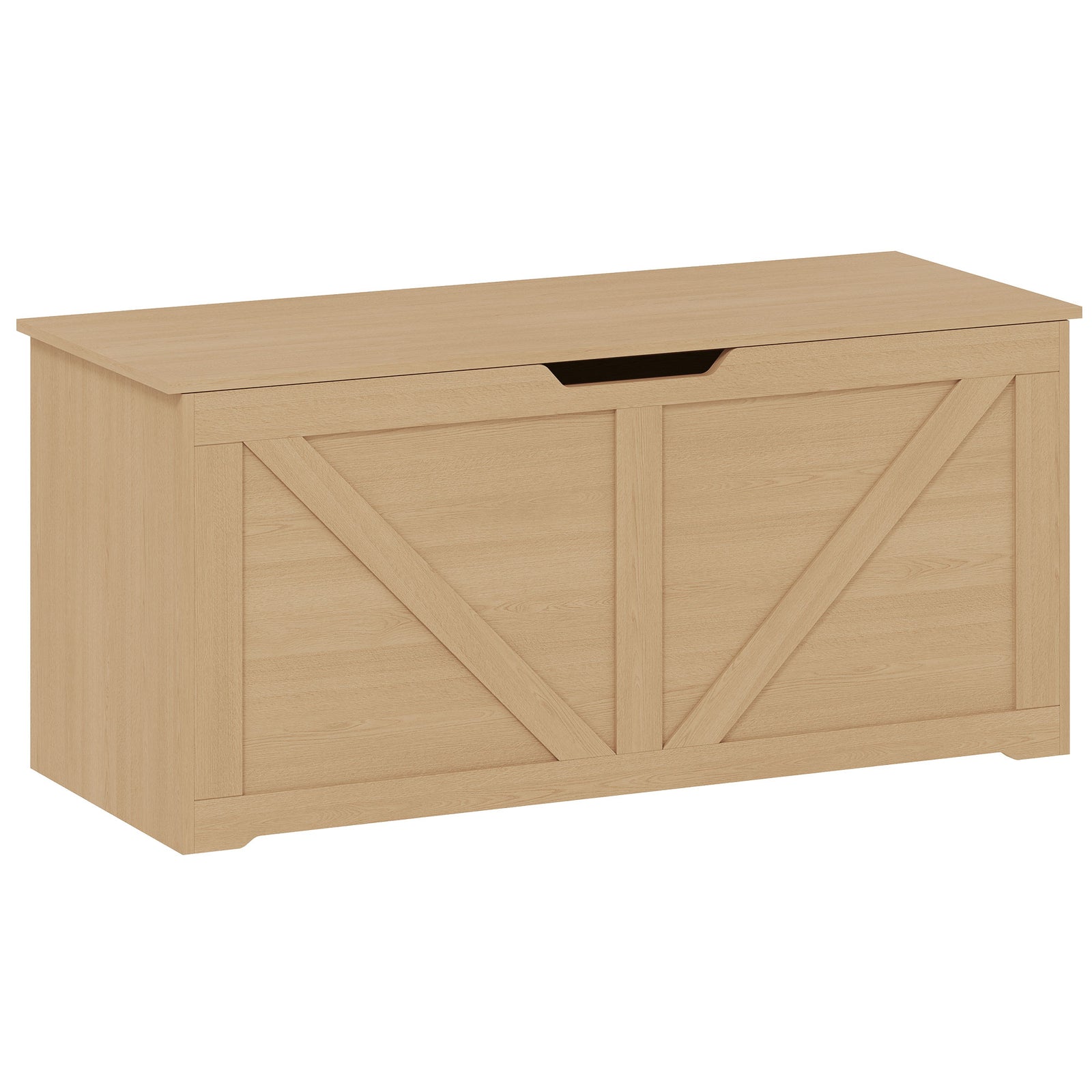 Storage Trunk For Living Room, With Safety Hinges, 100cm | Natural