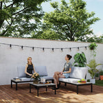 4 Seater Garden Corner Sofa Set W/ Removable Thick Cushions