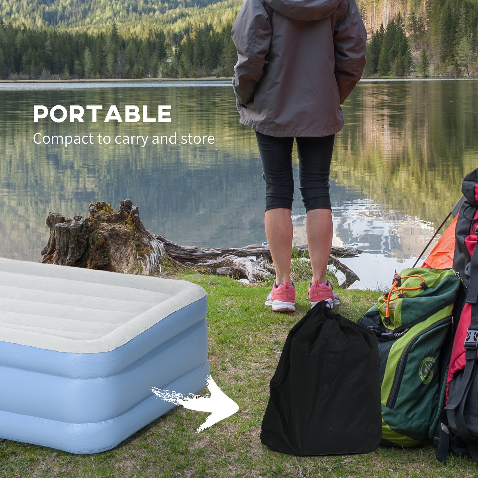 Single Air Bed With Built-in Pump | Gray