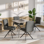 Set Of 2 Teddy Fleece Bar Stools With High Back And Black Metal Legs – Modern Armless Breakfast Chairs | Grey
