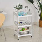 3 Tier Home Trolley Kitchen Storage Cart Steel Bars 4 Wheels