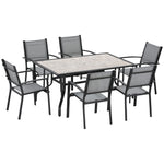 7 Piece Garden Furniture Set W/ Dining Table Chairs 6 Seater