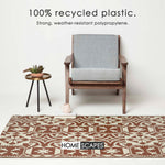 Luxury Outdoor Rug Waterproof Reversible For Garden Patio, Brown Tile Mosaic