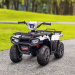 12v Electric Quad Bike For Kids W/ Led Headlights, Music | White