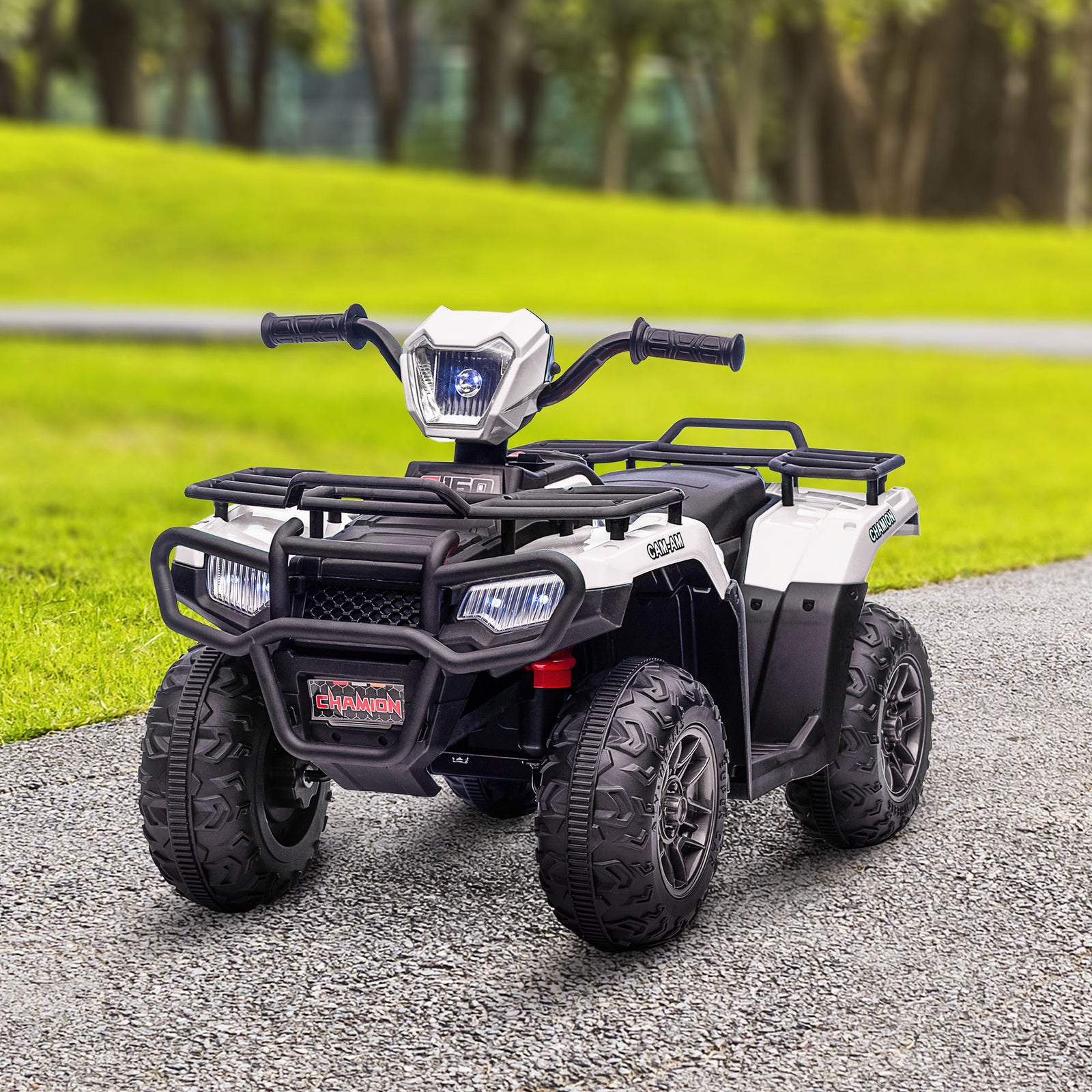 12v Electric Quad Bike For Kids W/ Led Headlights, Music | White