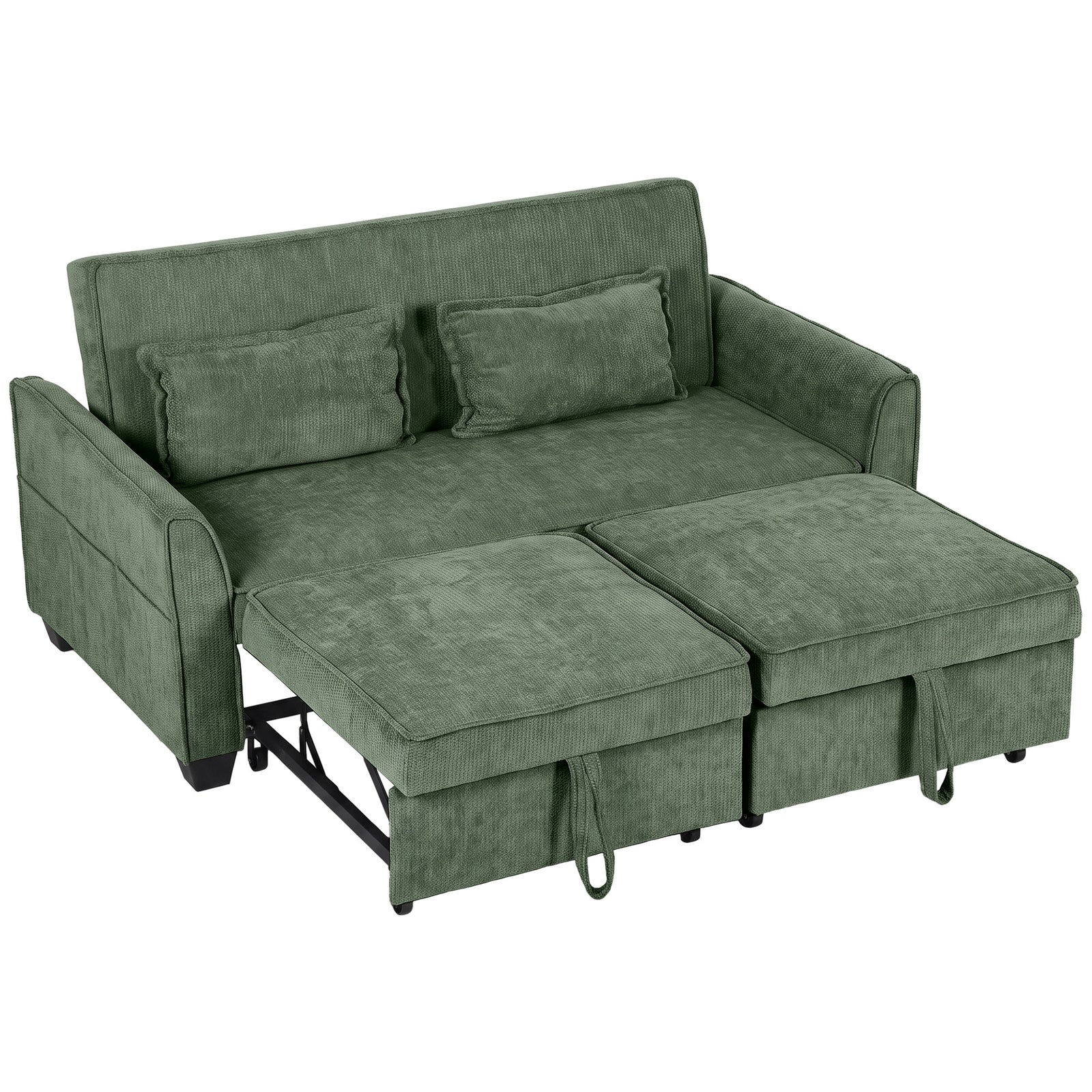 2 Seater Sofa Bed, 4-in-1 Convertible Pull Out Sleeper Sofa | Dark Green
