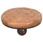 Sfera Coffee Table – Solid Mango Wood & Tufted Leather Statement Piece
