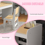 Kids Desk And Chair Set For 3-6 Year Old With Storage Drawer, White